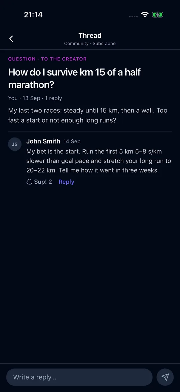 An athlete’s answer to a fan’s question in the Subs Zone